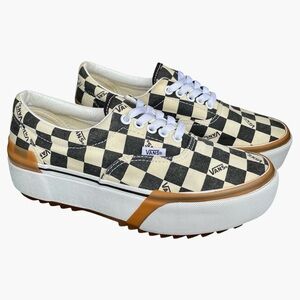 Vans Era Stacked Checkerboard Multi/True White Platform Sneakers Unisex Women 8